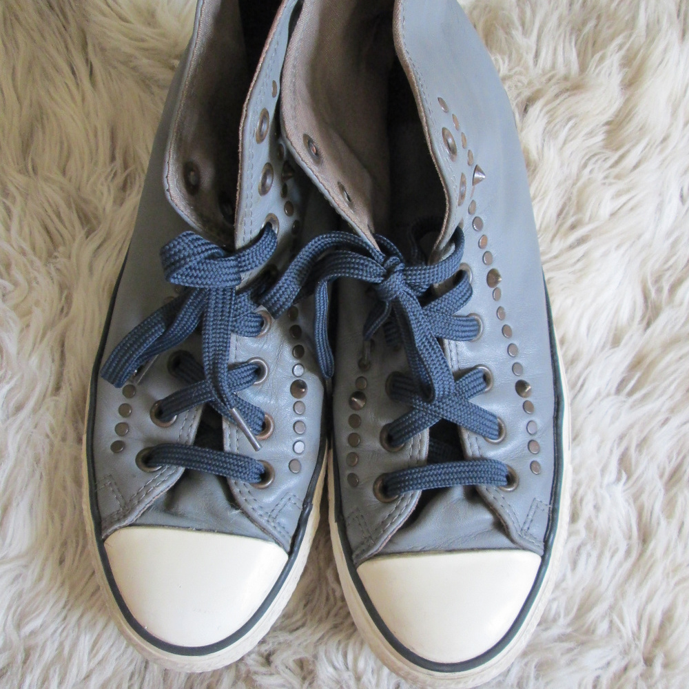 Unique Converse Gray Leather Stud Embellished Hig… - image 4